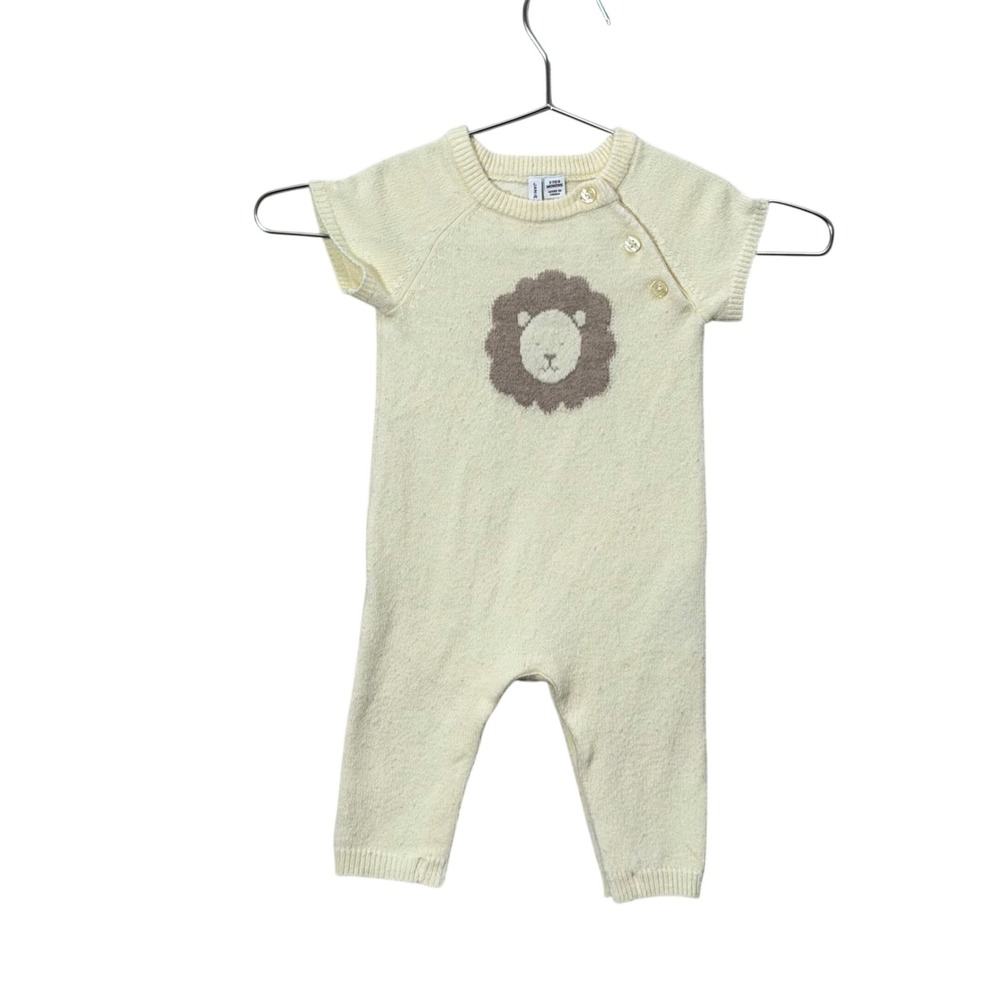 Janie and Jack Romper Baby Boys 3-6 Months Cream Lion Intarsia Knit outfit